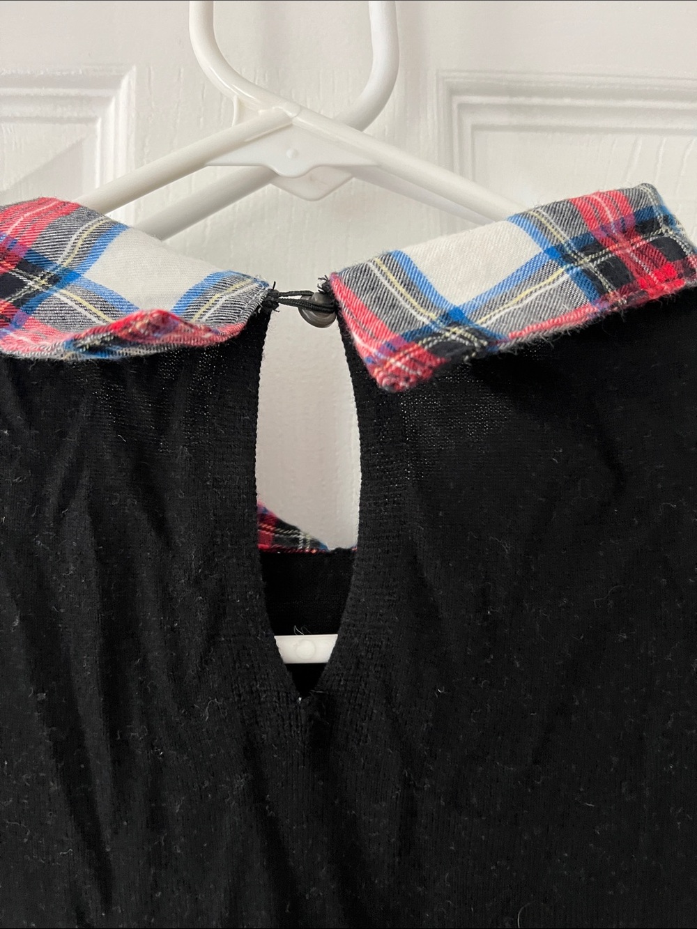 J. Crew Black Sweater with Red & Blue Plaid Shirt Detail - Picture 4 of 8